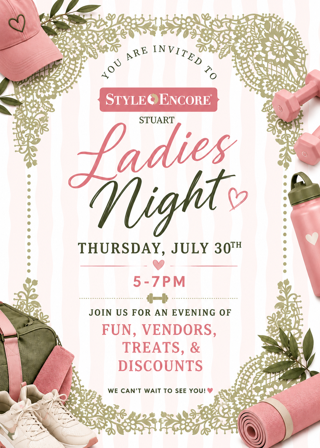 Athletic-Themed Ladies Night | Thursday, July 30th | 5–7 PM